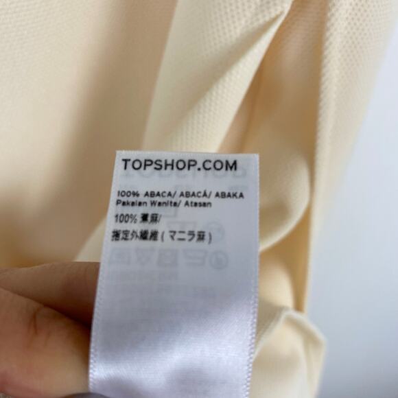 NWOT TopShop Cream Midi Dress Belted Waist Tie 100% Abaca High Low Women's 2 - Picture 8 of 10